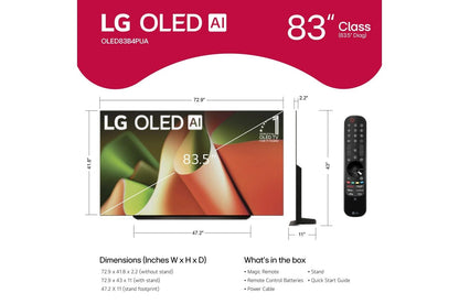 Lg OLED83B4PUA 83 Inch Class LG OLED B4 4K Smart TV 2024