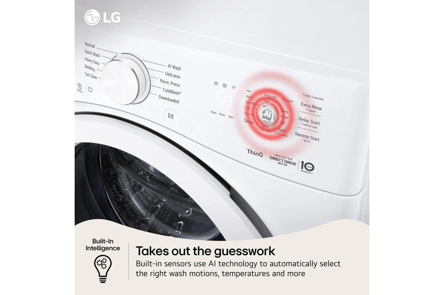Lg WM3420CW 4.5 cu. ft. Ultra Large Capacity Smart Front Load Washer