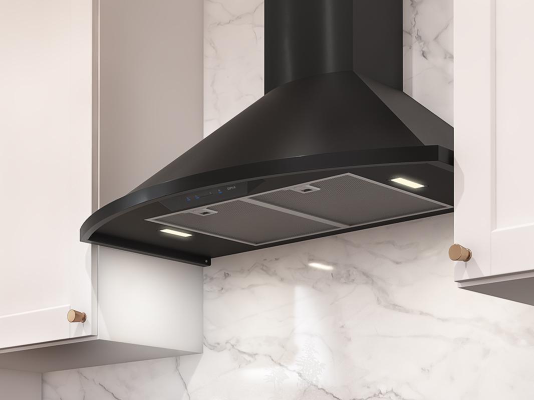 ZSAM90FBS Savona Wall, 90cm, Black SS, LED, 600 CFM w/ACT