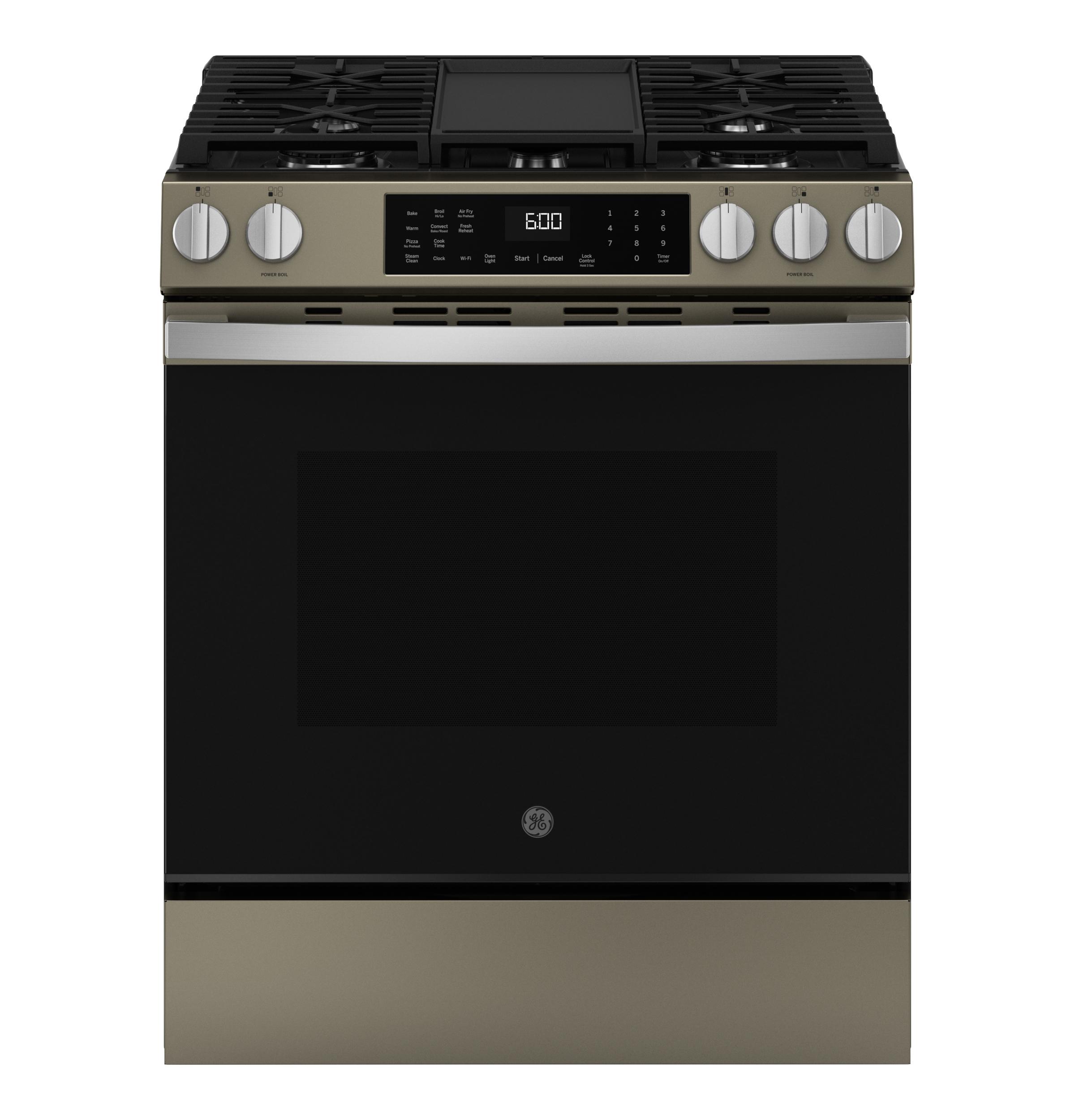 GGS600AVES GE® 30" Slide-In Front-Control Convection Gas Range with No Preheat Air Fry and EasyWash™ Oven Tray