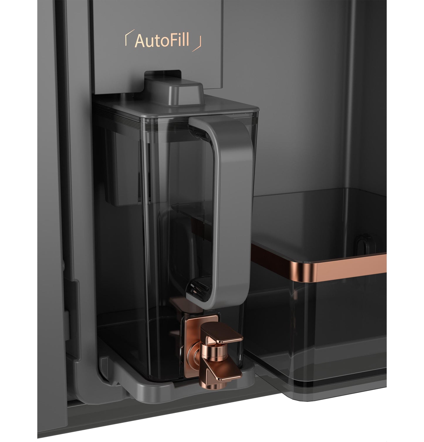 Cafe CHE23DM5WS5 CAF(EBACK)™ ENERGY STAR® 22.9 Cu. Ft. Smart Counter-Depth Quad-Door Refrigerator in Platinum Glass with Dual-Dispense AutoFill Pitcher