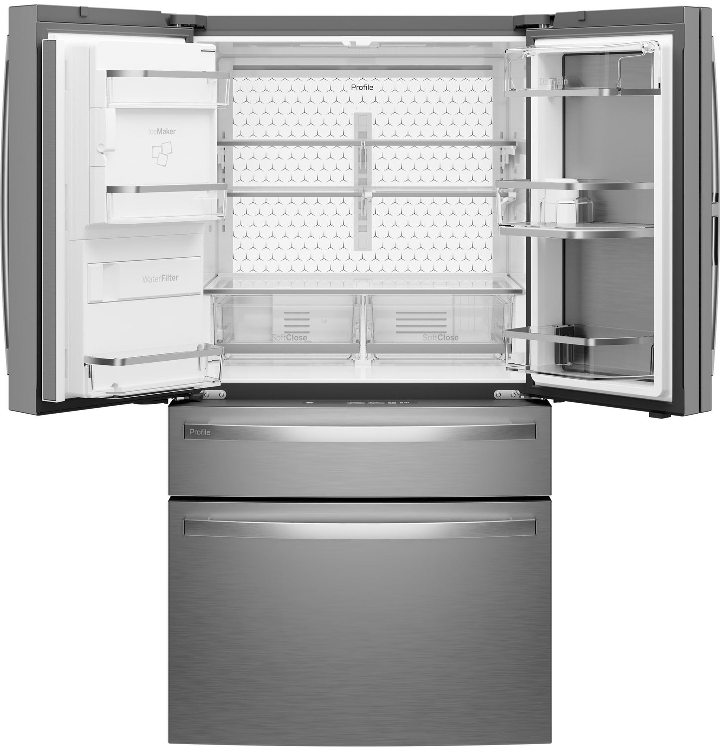 PXD22HYYFS GE Profile™ ENERGY STAR® 22.4 Cu. Ft. Smart Counter-Depth 4-Door French-Door Refrigerator with Kitchen Assistant™
