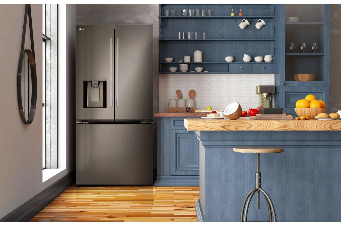 Lg LF25H6330D 25 cu. ft. 3-Door French Door Refrigerator with NEW Hybrid Handle Design and External Ice and Water Dispenser