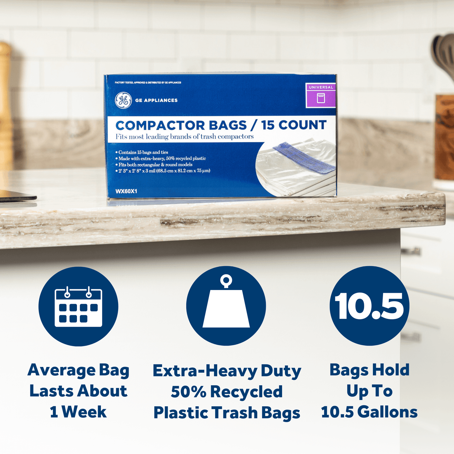 Ge Appliances WX60X1 Trash Compactor Bags (15 Bags Per Pack)