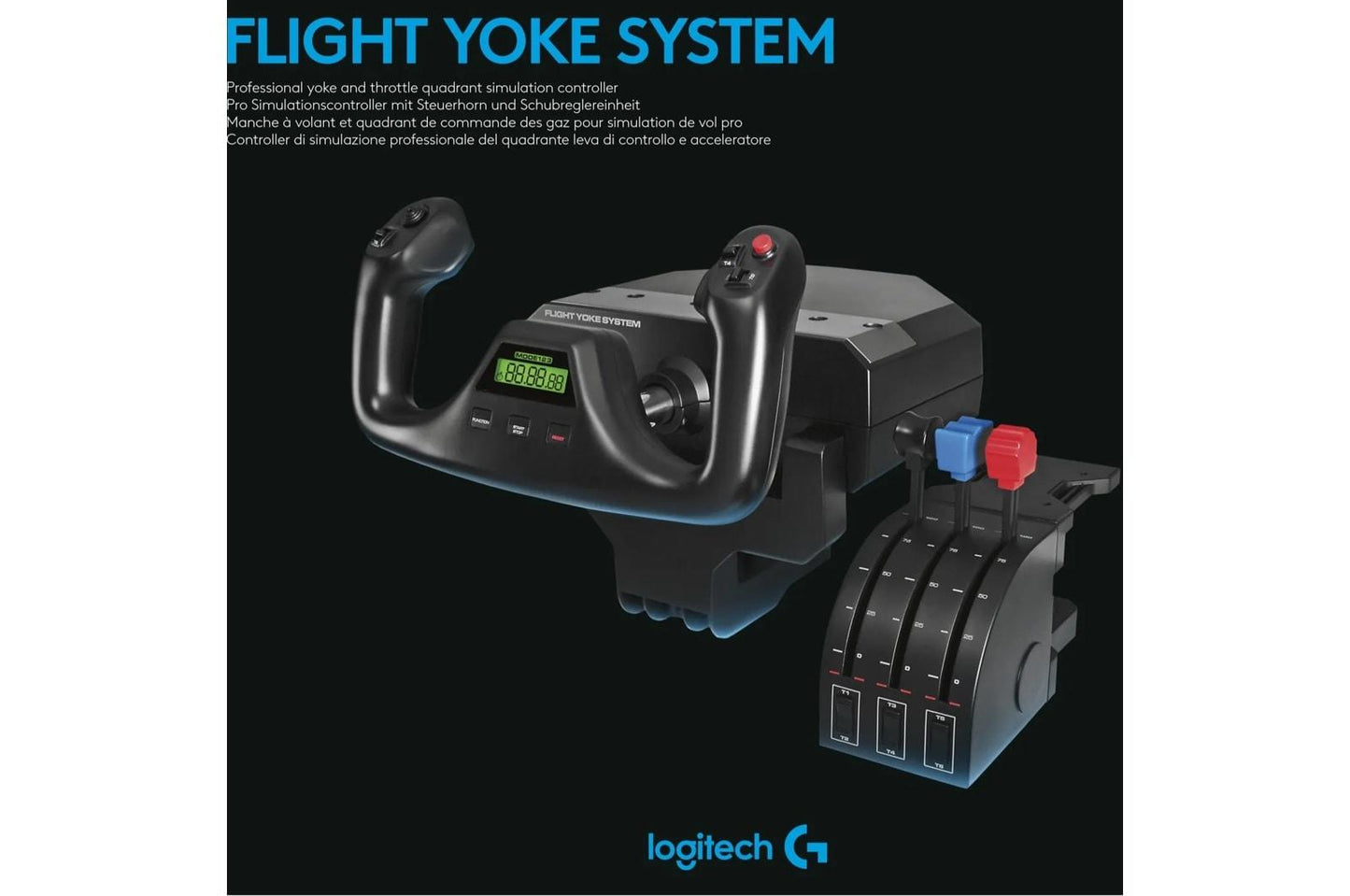 Lg 945000023 Logitech G Flight Yoke System Professional Simulation Yoke and Throttle Quadrant