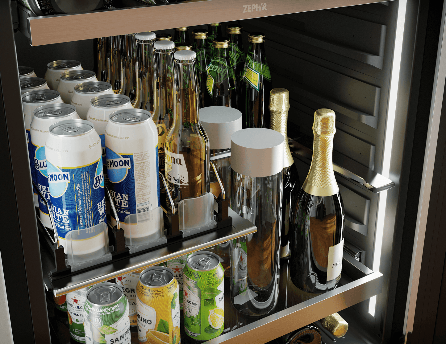 Zephyr PRPB24C01CG Presrv Pro Beverage Cooler, 24in Under Cabinet, SS+Glass, Reverse Door, 1 Zone