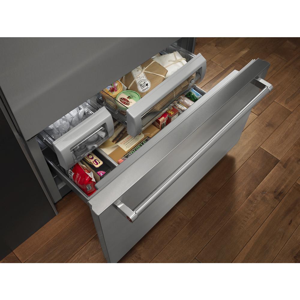 Kitchenaid KBBL306ESS 20.9 Cu. Ft. 36" Width Built-In Stainless Bottom Mount Refrigerator with Platinum Interior Design