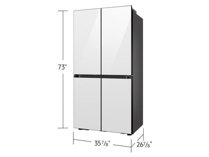 Samsung RM80F22WEW Bespoke 22 cu. ft. Counter Depth 4-Door French Door Refrigerator with Zero Clearance Fit & Food Showcase Door in White Glass