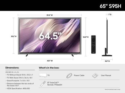 Samsung QN65S95HAFXZA 65 Inch Class OLED S95H 4K Samsung Vision AI Smart TV (2026)