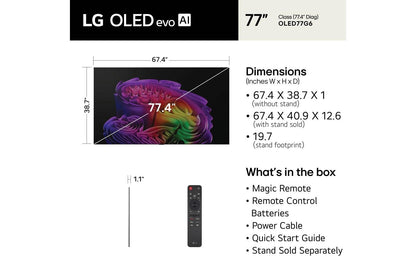Lg OLED77G6WUA 77 Inch Class LG OLED evo AI G6 4K Smart TV 2026 with Supplied Flush Wall Mount