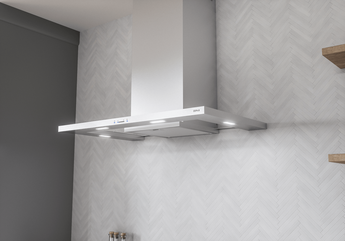 Zephyr ZMOM90BS Modena, Wall, 90cm, SS+Glass, LED, ACT