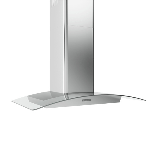 Zephyr BMIE36CG Brisas Curved Glass Chim. Wall, 36" G, 600 CFM, ACT, LED