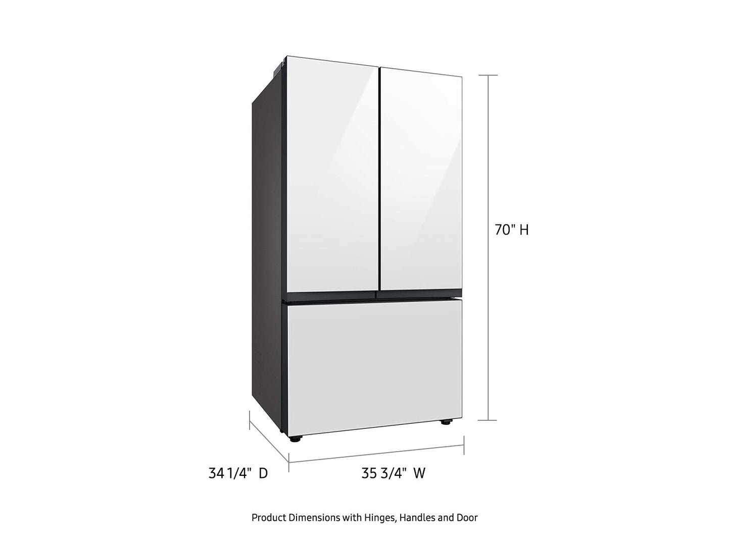 Samsung RF30BB620012 Bespoke 3-Door French Door Refrigerator 30 cu. ft. in White Glass with AutoFill Water Pitcher