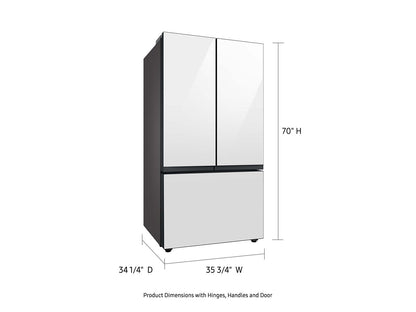 Samsung RF30BB620012 Bespoke 3-Door French Door Refrigerator 30 cu. ft. in White Glass with AutoFill Water Pitcher
