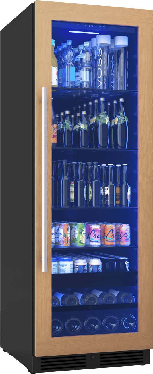 Zephyr PRB24F01BPG Presrv Beverage Cooler, 24in Full Size, Panel Ready+Glass, Reversible Door, 1 Zone