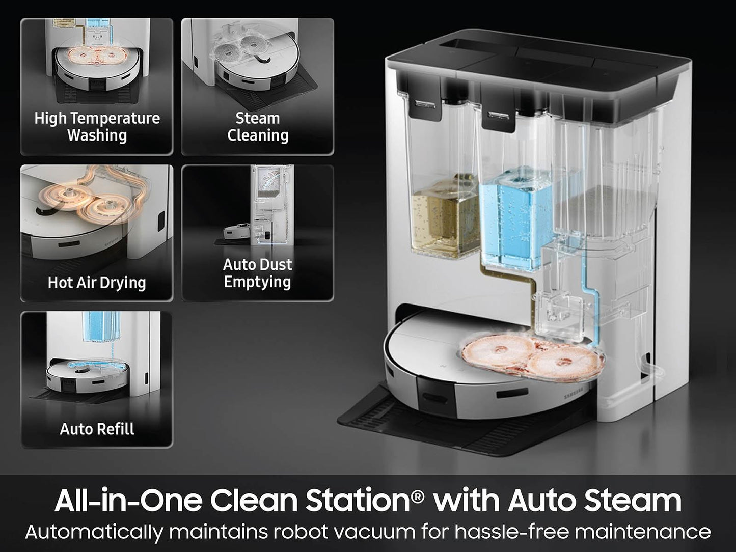 Samsung VR7MD96514G Bespoke AI Jet Bot AI Steam  Powerful Spinning Mop Pads  Clean Station