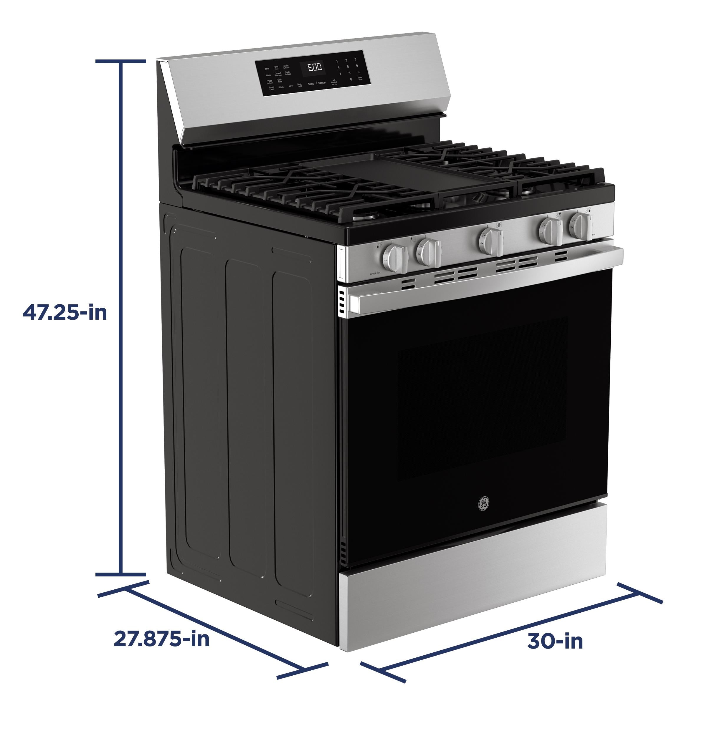 GGF600AVSS GE® 30" Free-Standing Gas Convection Range with No Preheat Air Fry and EasyWash™ Oven Tray