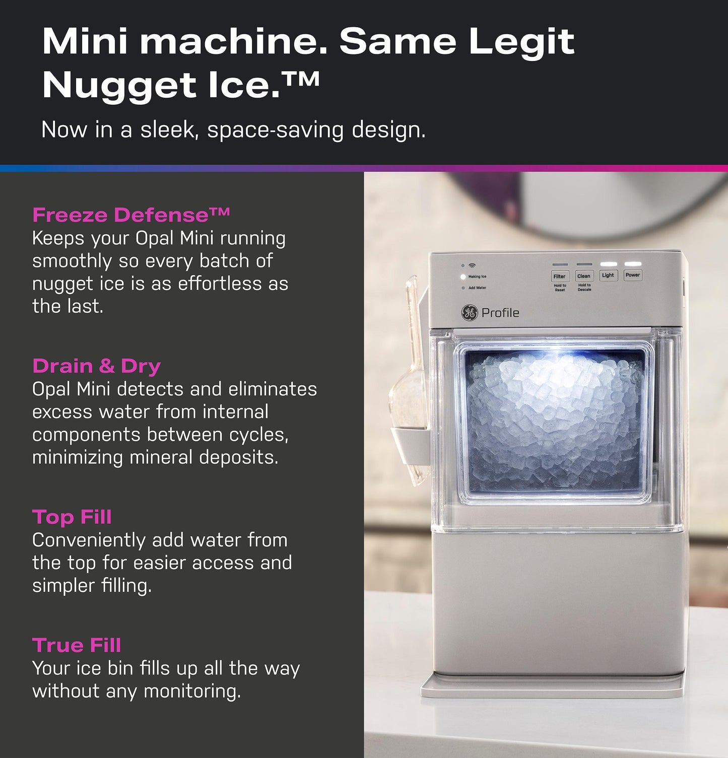 P4NM20BZLG GE Profile™ Opal™ Mini Nugget Ice Maker
