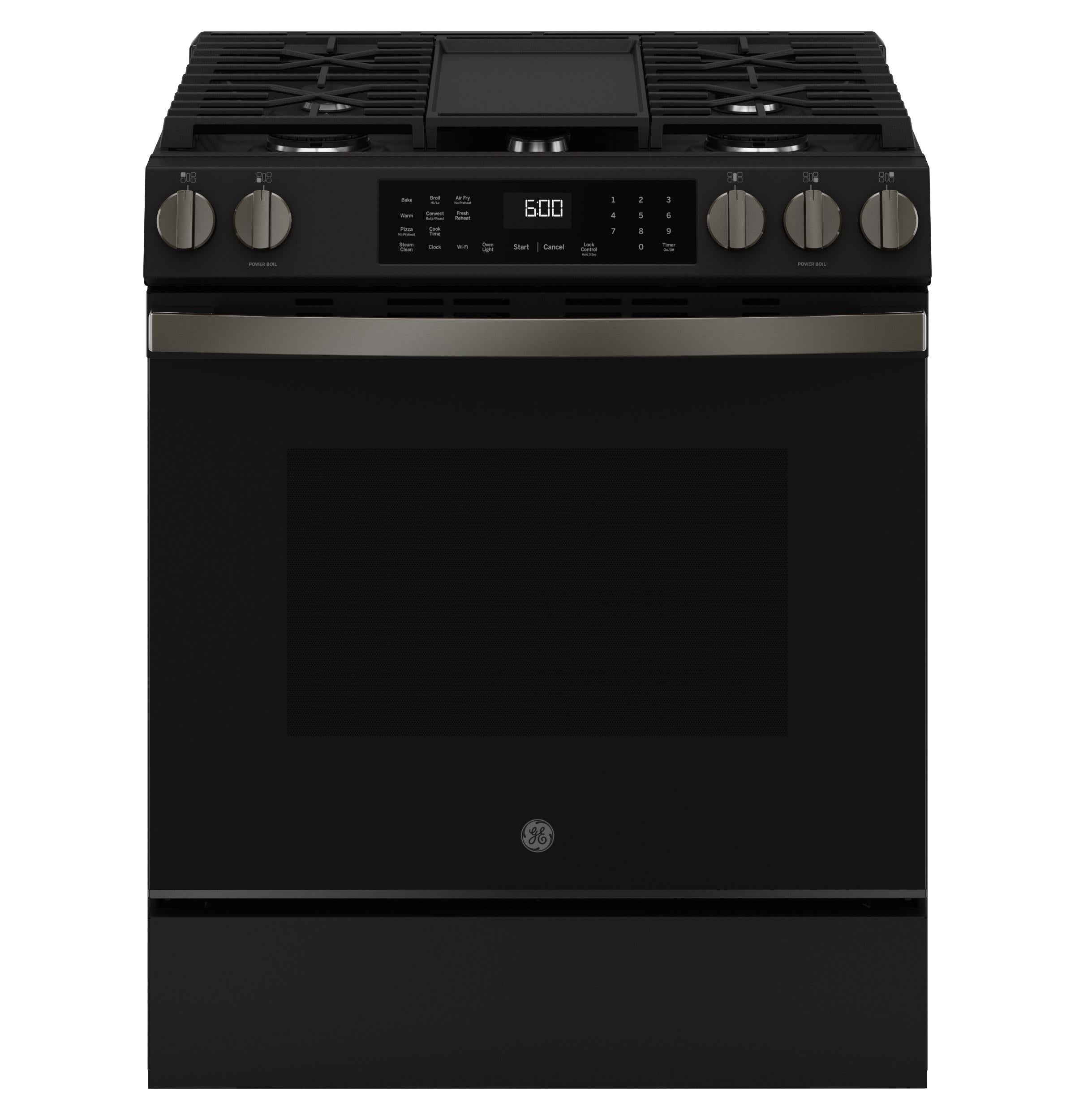 GGS600AVDS GE® 30" Slide-In Front-Control Convection Gas Range with No Preheat Air Fry and EasyWash™ Oven Tray