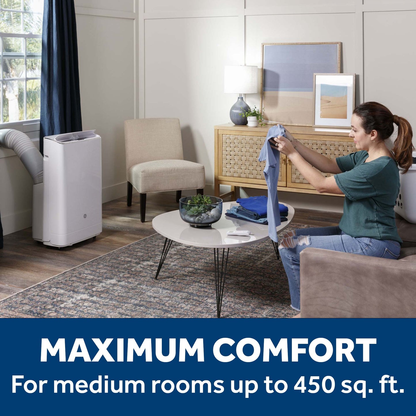 APLH10WWF GE® 10,000 BTU Class Smart Heat/Cool Portable Air Conditioner for Medium Rooms up to 450 sq ft. (10,300 BTU DOE)