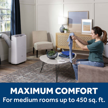 APLH10WWF GE® 10,000 BTU Class Smart Heat/Cool Portable Air Conditioner for Medium Rooms up to 450 sq ft. (10,300 BTU DOE)