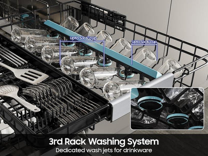 Samsung DW90F89P0USR 38 dBA Bespoke Auto Open Door Dishwasher with 3rd Rack Washing System in Fingerprint Resistant Stainless Steel