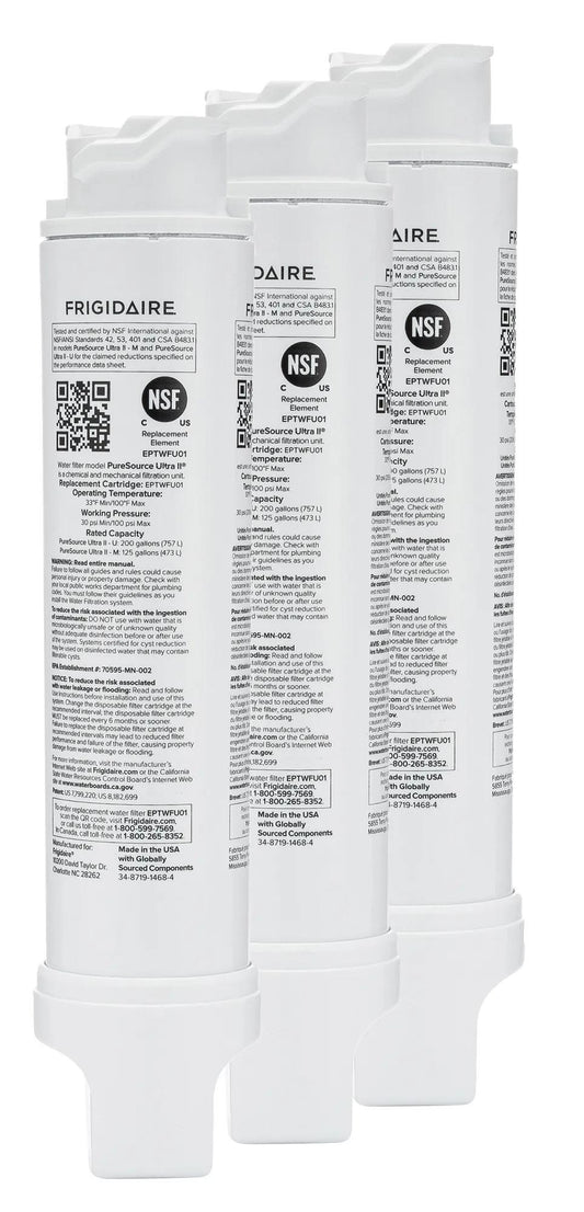 Frigidaire EPTWFU013PAK PureSource Ultra® II Water and Ice Refrigerator Filter - Set of 3
