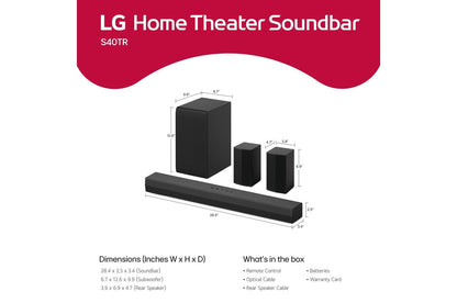 Lg S40TR S40TR LG Home Theater Soundbar with Dolby® and Rear Speakers, 4.1. channel