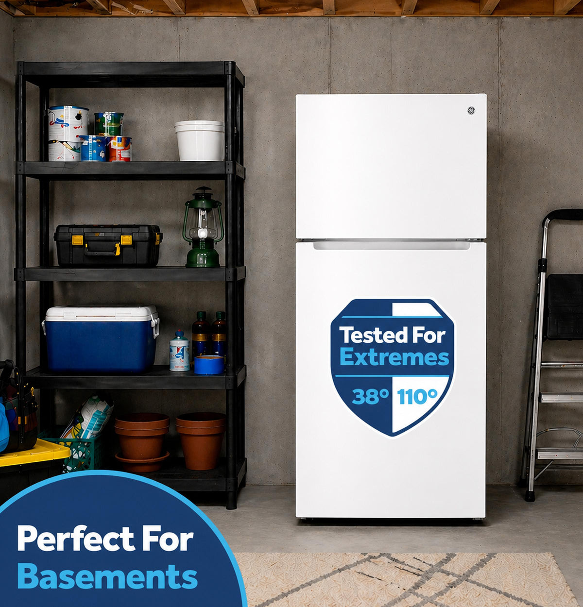 GPS21KGZWW GE® 21 Cu. Ft. Garage Ready Top-Freezer Refrigerator