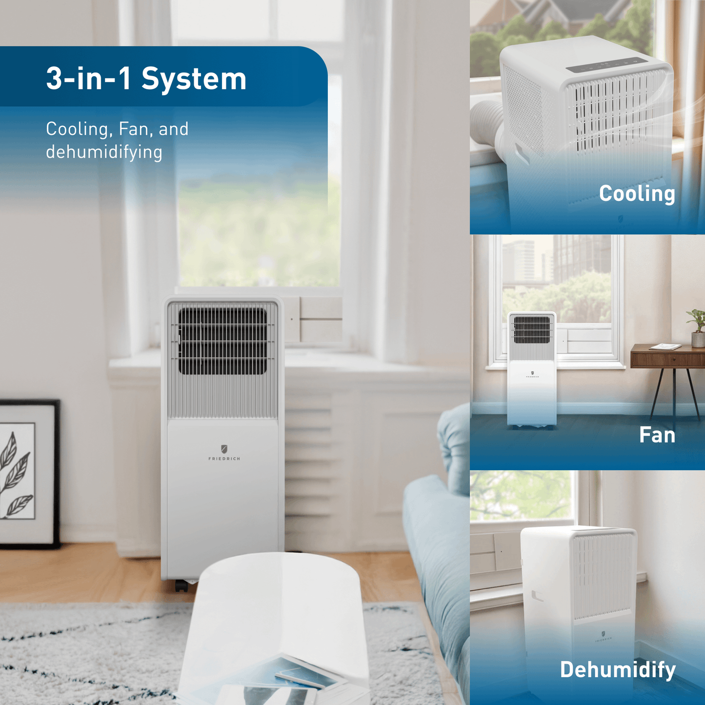 ZCP08SB Friedrich ZoneAire Compact 8,000 BTU Single-Hose Smart Portable Air Conditioner