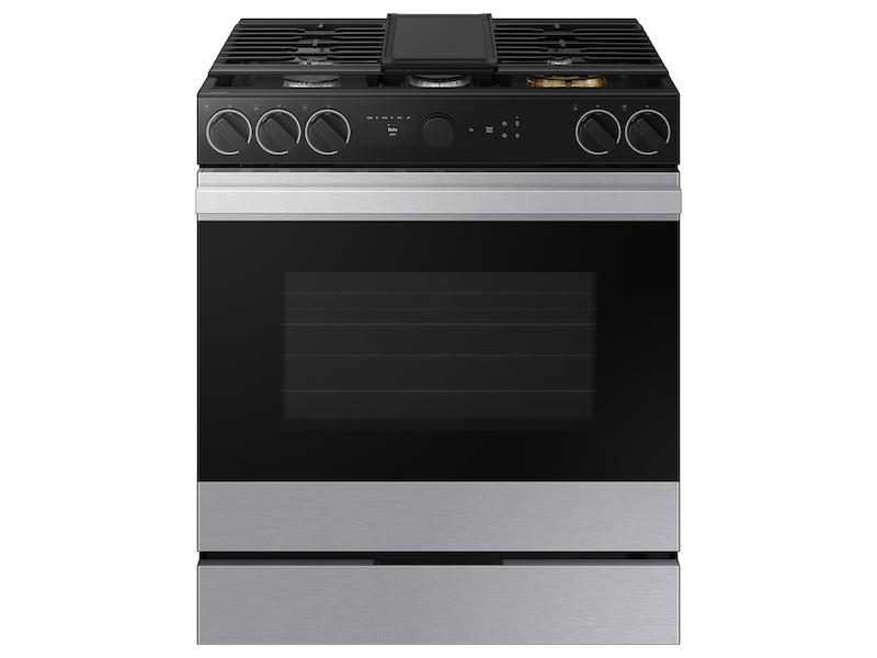 Samsung NSG6DG8700SR Bespoke 6.0 cu. ft. Smart Slide-In Gas Range with Smart Oven Camera & Illuminated Precision Knobs in Stainless Steel