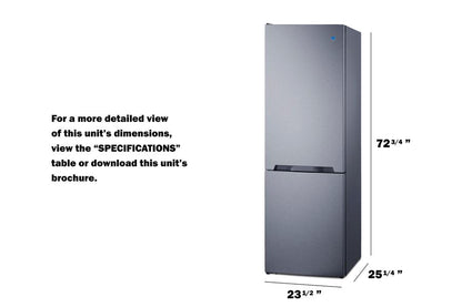 Summit FFBF124SSLHD 24" Wide Bottom Mount Refrigerator-freezer