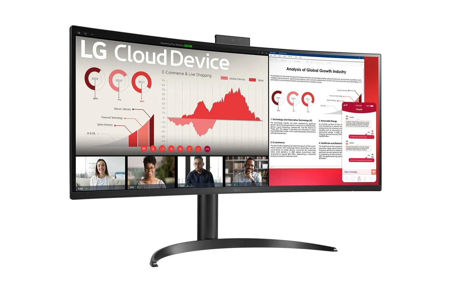 Lg 34CR651N6P 34" Curved AIO Thin Client with Intel Pentium Quad Core, 8GB DDR, 16GB eMMC, USB2.0, USB Type-C, Tilt Height Adjust
