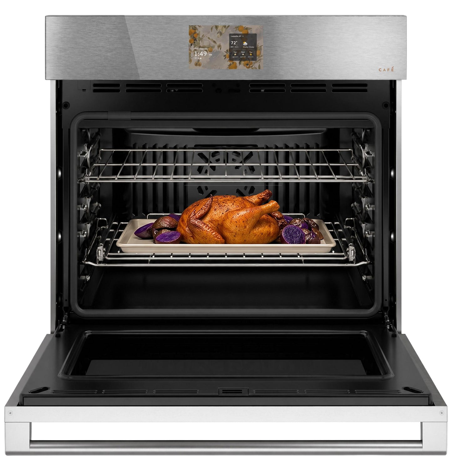 Cafe CTS70DM2ZS5 CAF(EBACK)™ 30" Smart Single Wall Oven with Convection in Platinum Glass