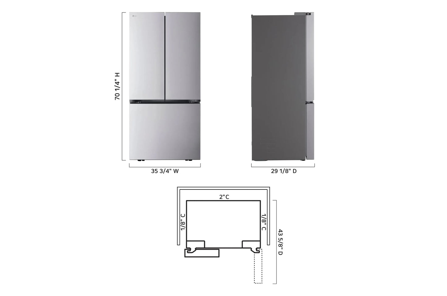 Lg LRFLC2716S 27 cu. ft. Smart Counter-Depth MAX™ French Door Refrigerator