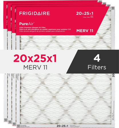 Frigidaire HVAC2025114 PureAir® 20" x 25" x 1" MERV 11 Premium Allergen Air Filter - 4 Pack