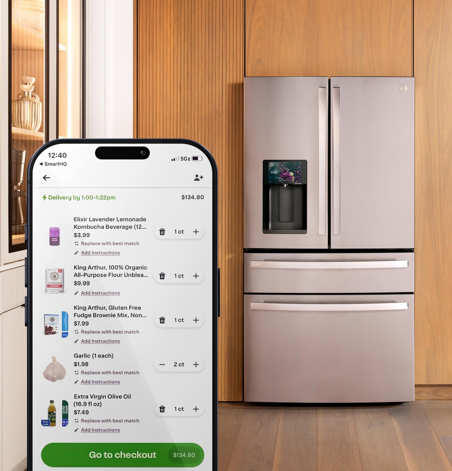 PVD28HYYFS GE Profile™ ENERGY STAR® 27.9 Cu. Ft. Smart 4-Door French-Door Refrigerator with Kitchen Assistant™