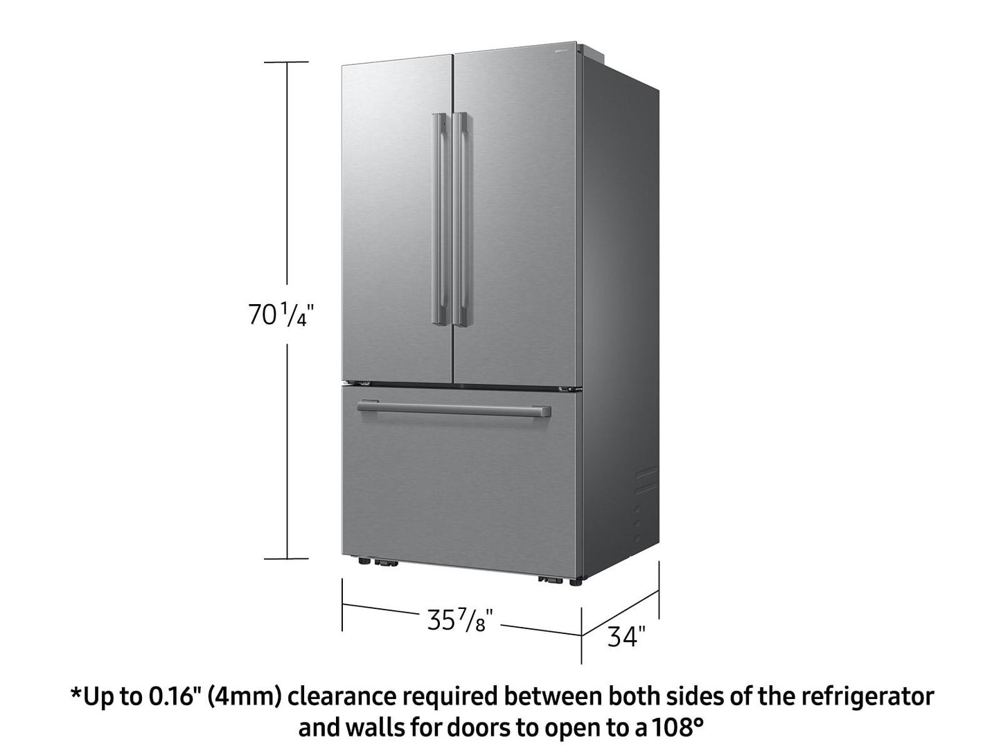 Samsung RF70H30KER Bespoke AI 3-Door French Door Zero Clearance Fit  In-Door Tall Dispenser  30 cu.ft.
