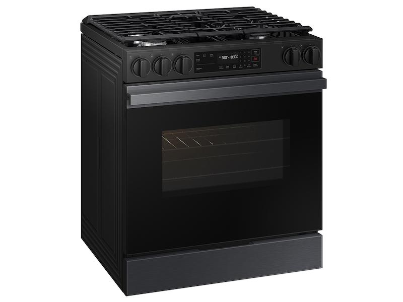 Samsung Bespoke 6.0 cu. ft. Smart Slide-In Gas Range with Precision Knobs in Matte Black Steel