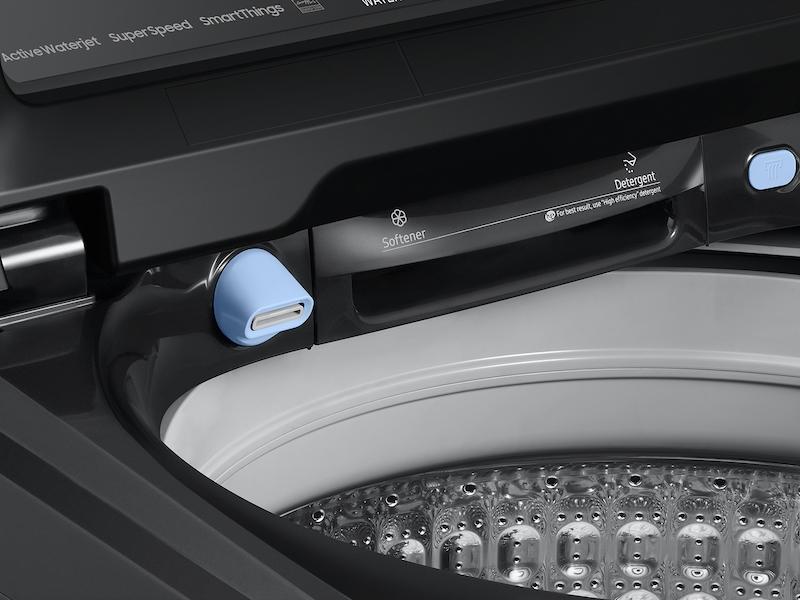 Samsung WA54CG7105AVUS 5.4 cu. ft. Extra-Large Capacity Smart Top Load Washer with ActiveWave™ Agitator and Super Speed Wash in Brushed Black