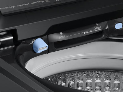 Samsung WA54CG7105AVUS 5.4 cu. ft. Extra-Large Capacity Smart Top Load Washer with ActiveWave™ Agitator and Super Speed Wash in Brushed Black