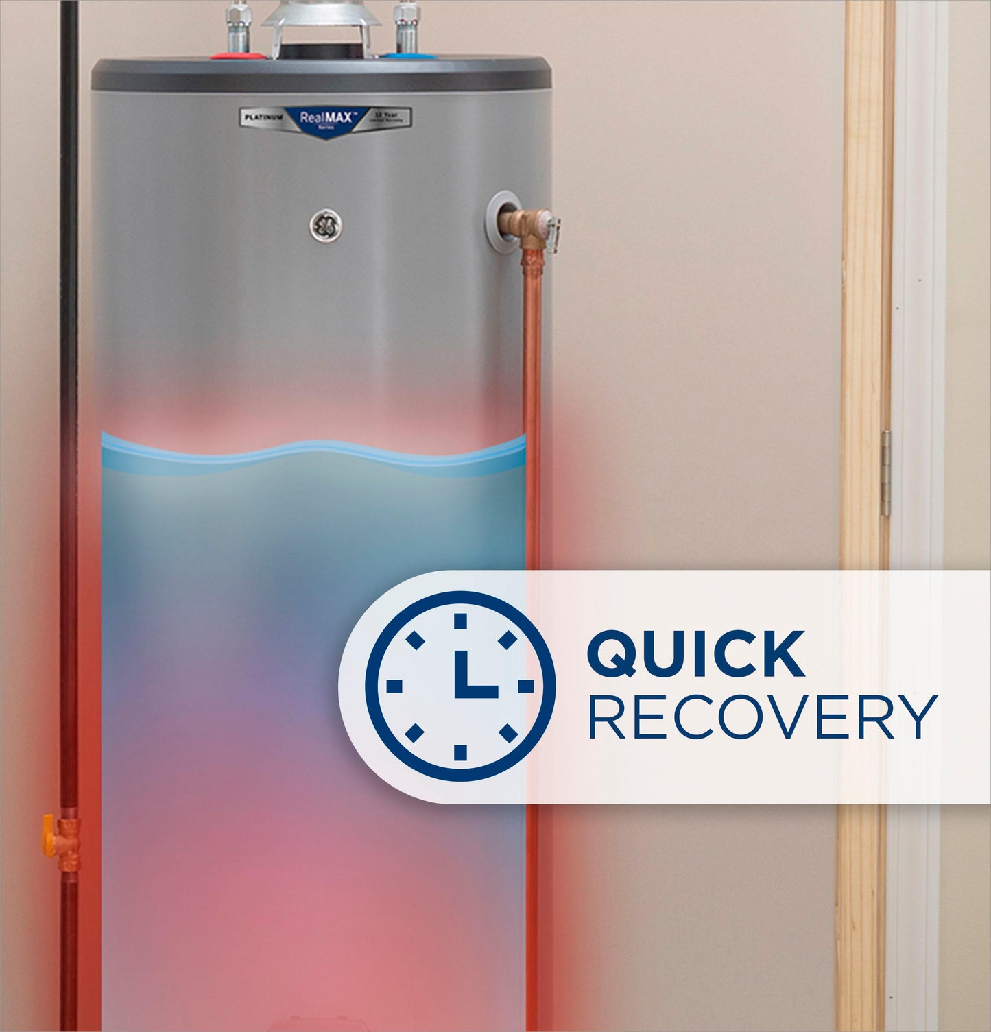 GG50S08BXR GE RealMAX Choice 50-Gallon Short Natural Gas Atmospheric Water Heater
