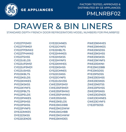 Ge Appliances PMLNRBF02 Drawer & Bin Liners with Microban® for Counter Depth Refrigerators