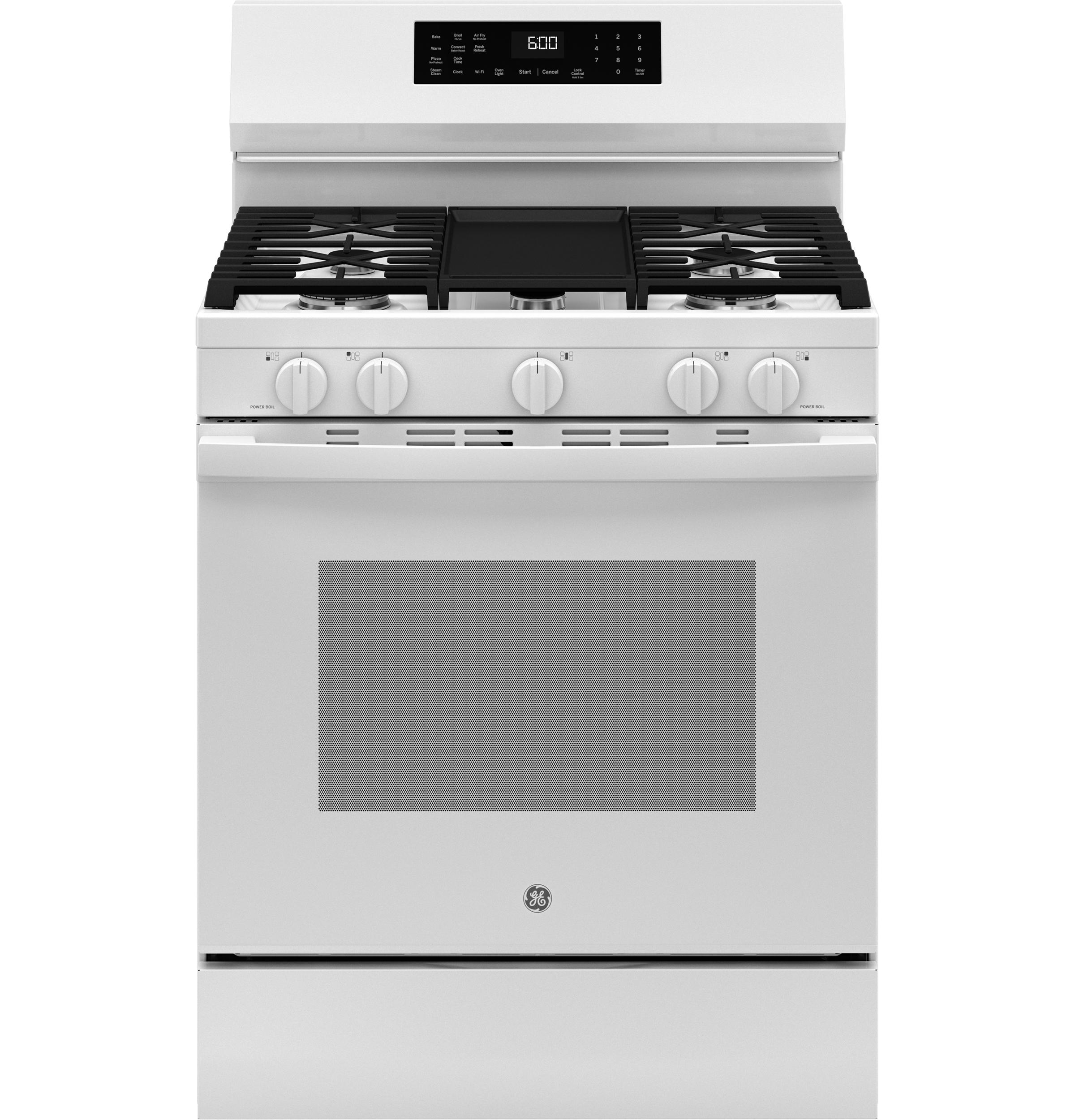 GGF600AVWW GE® 30" Free-Standing Gas Convection Range with No Preheat Air Fry and EasyWash™ Oven Tray