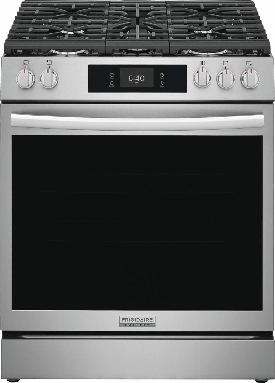 Frigidaire GCFG3070BF 30" Front Control Gas Range with Stone-Baked Pizza