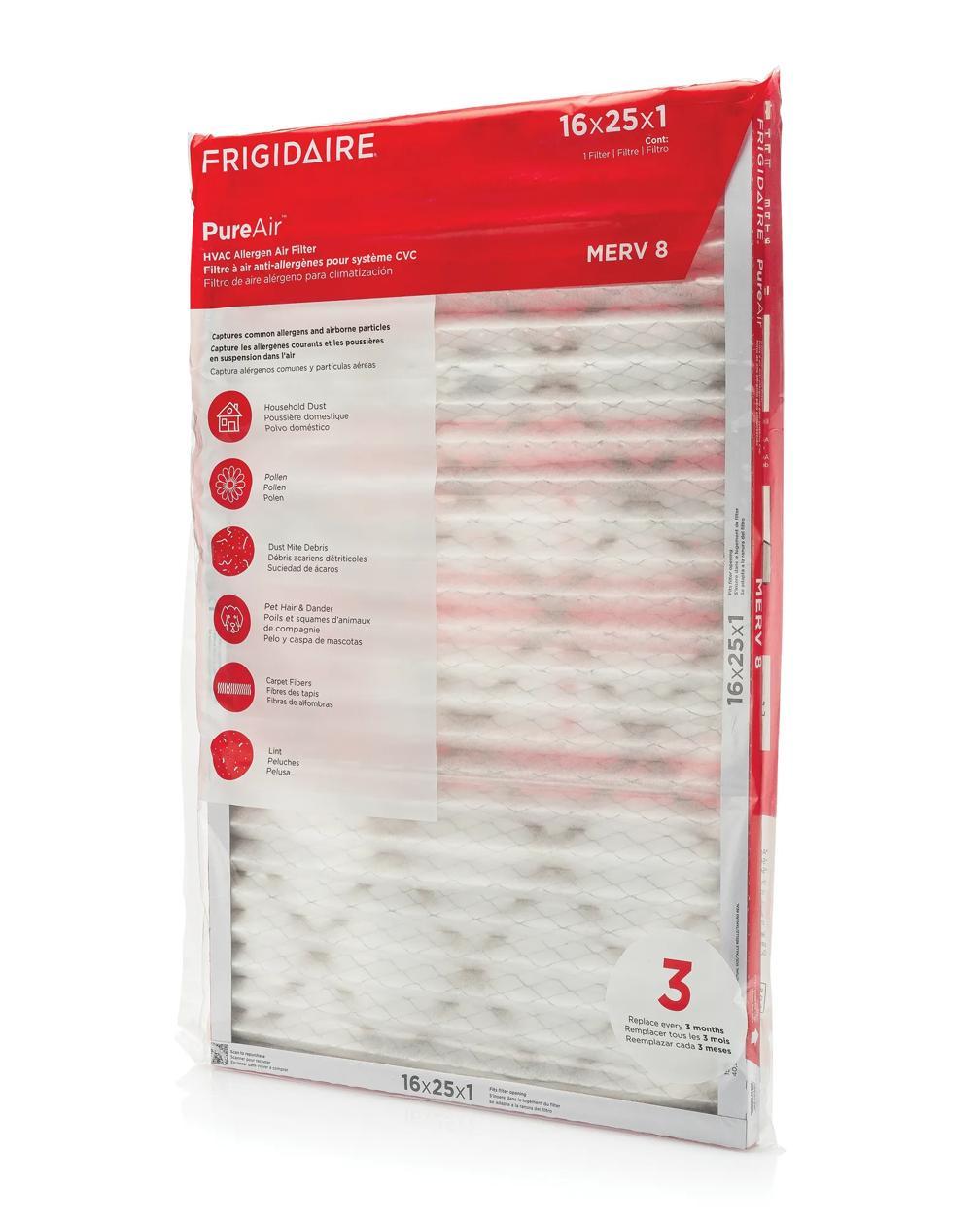 Frigidaire HVAC162586 PureAir® 16" x 25" x 1" MERV 8 Allergen Air Filter - 6 Pack