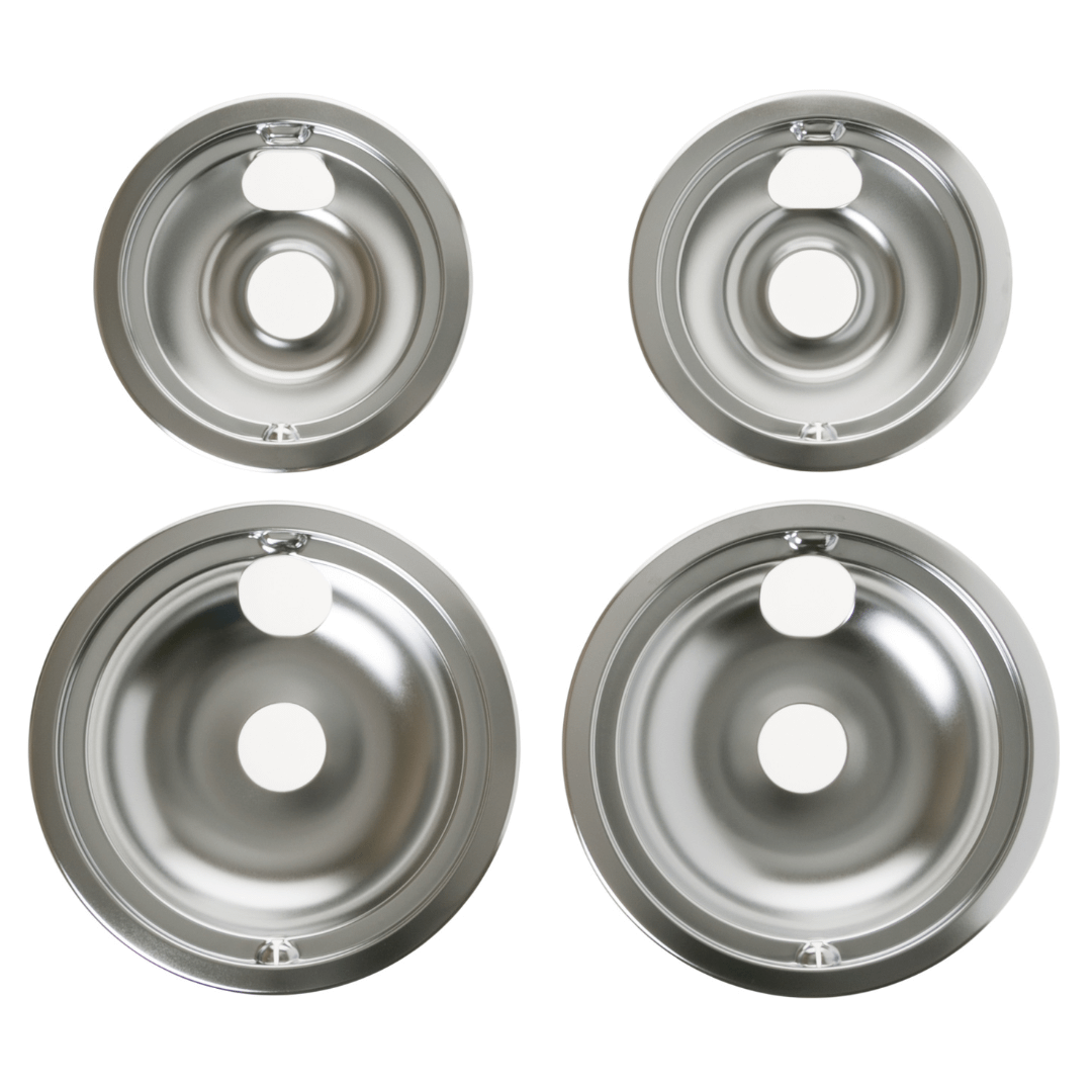 Ge Appliances GE68CA Range 4-Piece Drip Pan Set  6" & 8" Chrome Replacement Bowls