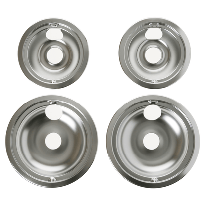 Ge Appliances GE68CA Range 4-Piece Drip Pan Set  6" & 8" Chrome Replacement Bowls