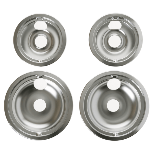 Ge Appliances GE68CA Range 4-Piece Drip Pan Set  6" & 8" Chrome Replacement Bowls