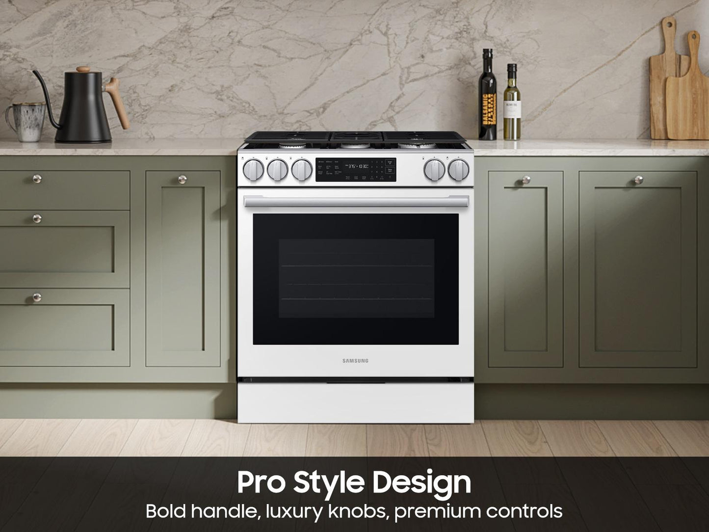 Samsung NSG80H60SW Bespoke Smart Slide-in Gas Range Pro Style Design  Air Fry Max  True Convection